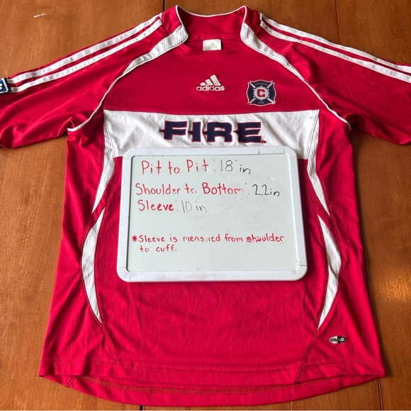 Chicago Fire MLS Soccer Jersey Yth L Climacool Adidas Authentic Red White Y2K 06 - Picture 11 of 11